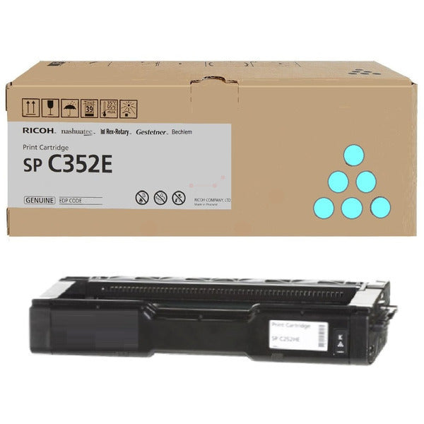 Original Ricoh 407384 / TYPE SP 352 E Toner-Kit cyan, 6.000 Seiten