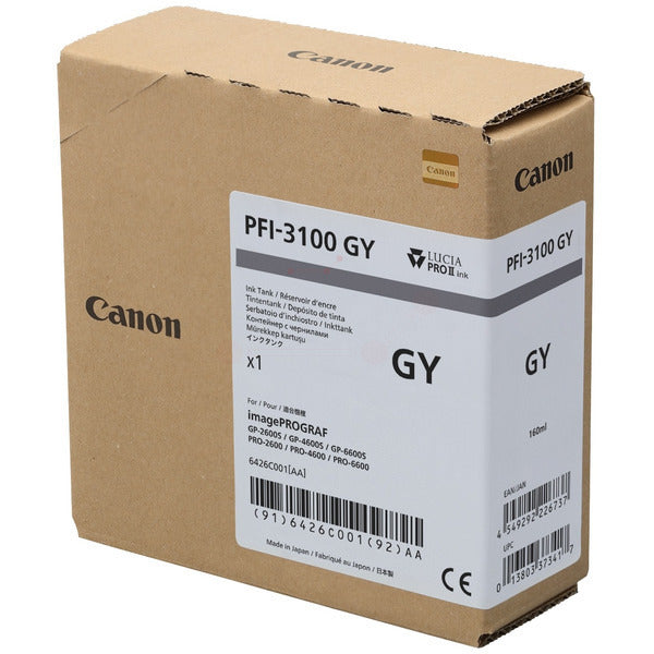 Original Canon 6426C001 / PFI-3100 GY Tintenpatrone grau, Inhalt 160 ml