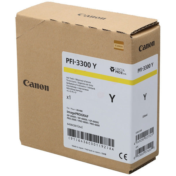 Original Canon 6436C001 / PFI-3300 Y Tintenpatrone gelb, Inhalt 330 ml