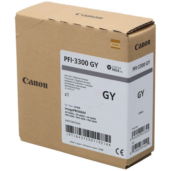 Original Canon 6437C001 / PFI-3300 GY Tintenpatrone grau, Inhalt 330 ml