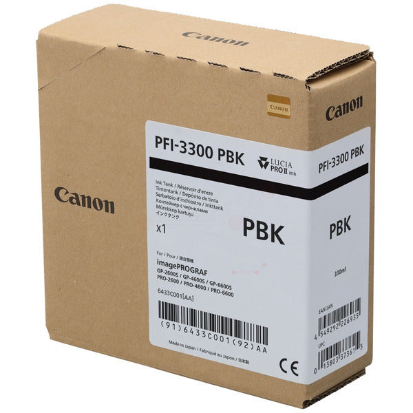 Original Canon 6433C001 / PFI-3300 PBK Tintenpatrone schwarz foto, Inhalt 330 ml