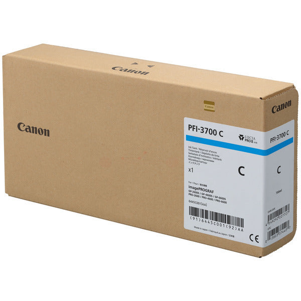 Original Canon 6445C001 / PFI-3700 C Tintenpatrone cyan, Inhalt 700 ml