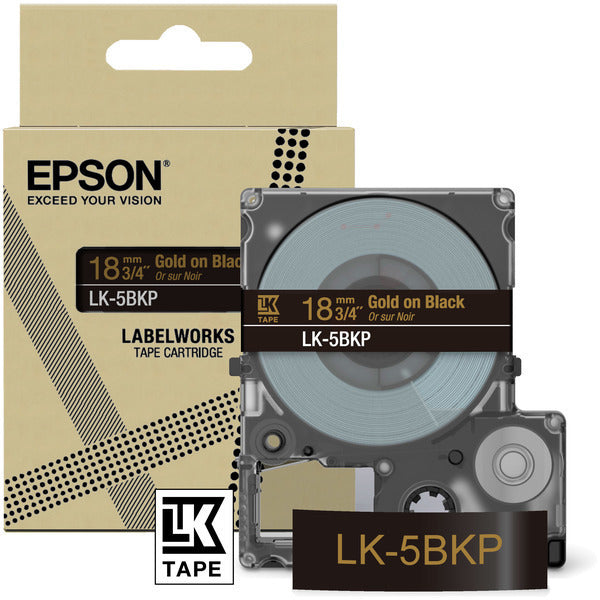 Original Epson C53S672095 / LK-5BKP DirectLabel-Etiketten gold auf schwarz 18mm x 8m