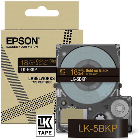 Original Epson C53S672095 / LK-5BKP DirectLabel-Etiketten gold auf schwarz 18mm x 8m