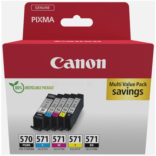 Original Canon 0372C006 / PGI-570 CLI-571 Tintenpatrone MultiPack 1xPGI BK + 1xCLI Bk,C,M,Y, Inhalt 15ml + 4x7ml