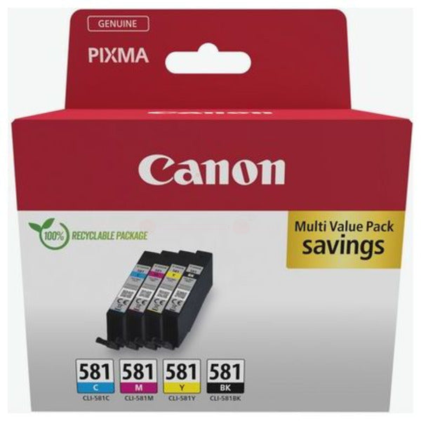 Original Canon 2103C007 / CLI-581 Tintenpatrone MultiPack Bk,C,M,Y Blister, Inhalt 5,6 ml, VE=4