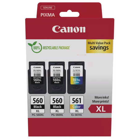 Original Canon 3712C009 / PG-560XL+CL-561XL Druckkopfpatrone Multipack 2x schwarz +1x color, Inhalt 2x14,3ml + 1x12,2ml