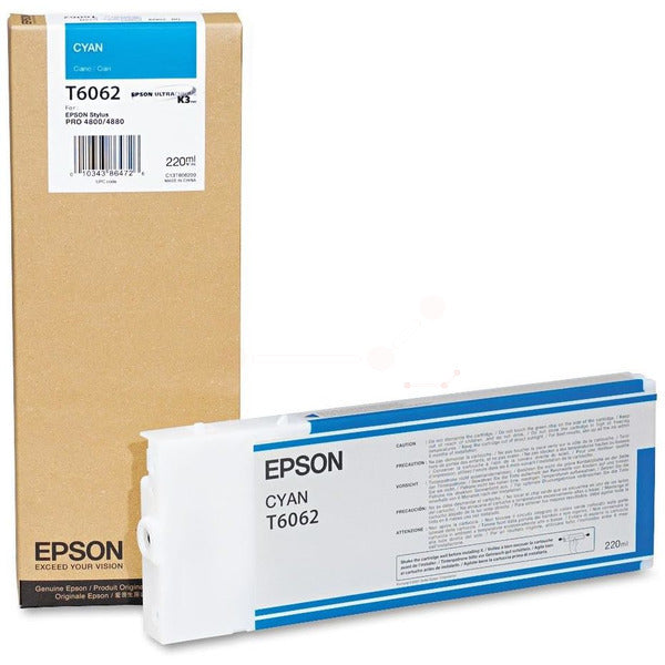 Original Epson C13T606200 / T6062 Tintenpatrone cyan, Inhalt 220 ml