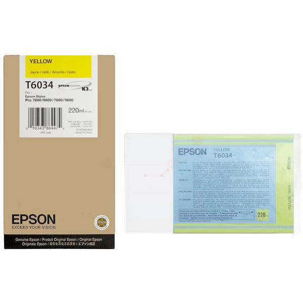 Original Epson C13T603400 / T6034 Tintenpatrone gelb, Inhalt 220 ml