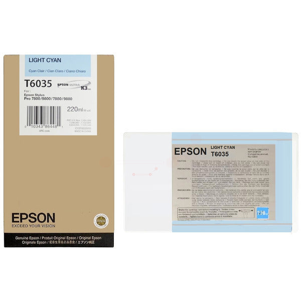 Original Epson C13T603500 / T6035 Tintenpatrone cyan hell, Inhalt 220 ml