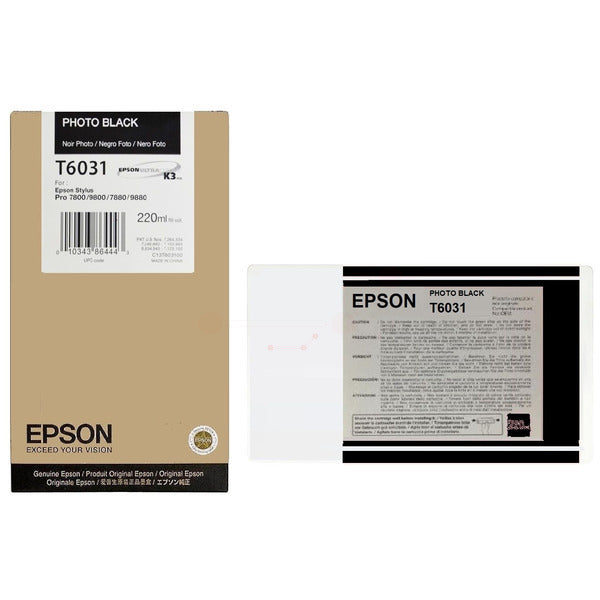 Original Epson C13T603100 / T6031 Tintenpatrone schwarz foto, Inhalt 220 ml