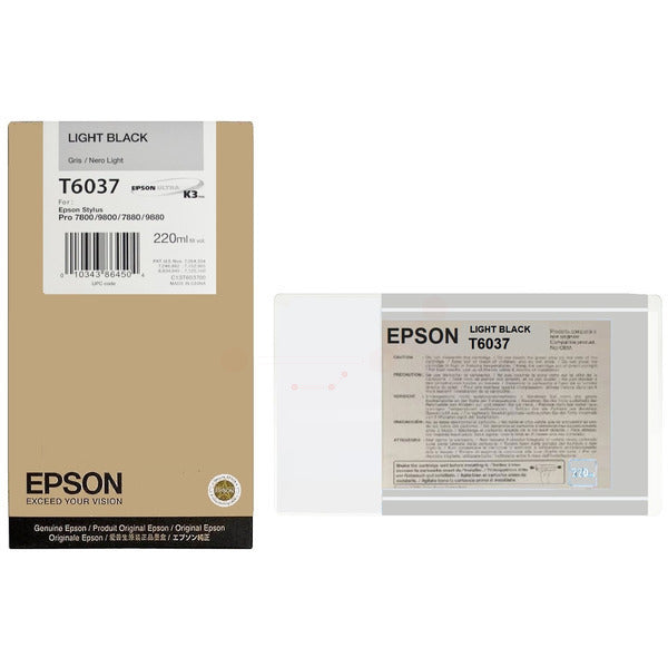 Original Epson C13T603700 / T6037 Tintenpatrone schwarz hell, Inhalt 220 ml