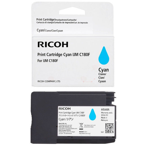 Original Ricoh 408518 Tintenpatrone cyan, 1.600 Seiten