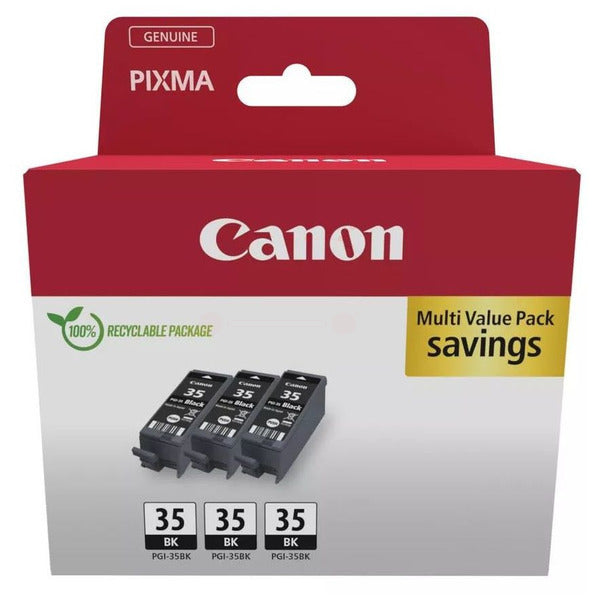 Original Canon 1509B028 / PGI-35 BK Tintenpatrone schwarz MultiPack, 191 Seiten, Inhalt 9,3 ml, VE=3