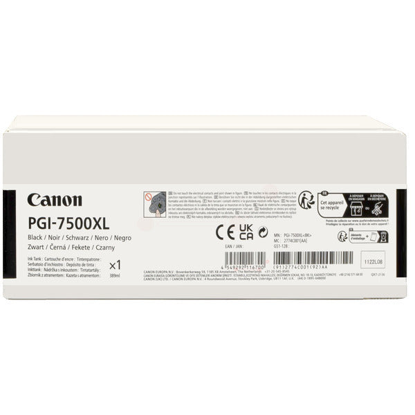 Original Canon 2774C001 / PGI-7500 BK Druckkopfpatrone schwarz, 20.000 Seiten, Inhalt 389 ml