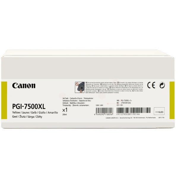 Original Canon 2793C001 / PGI-7500 Y Druckkopfpatrone gelb, 16.500 Seiten