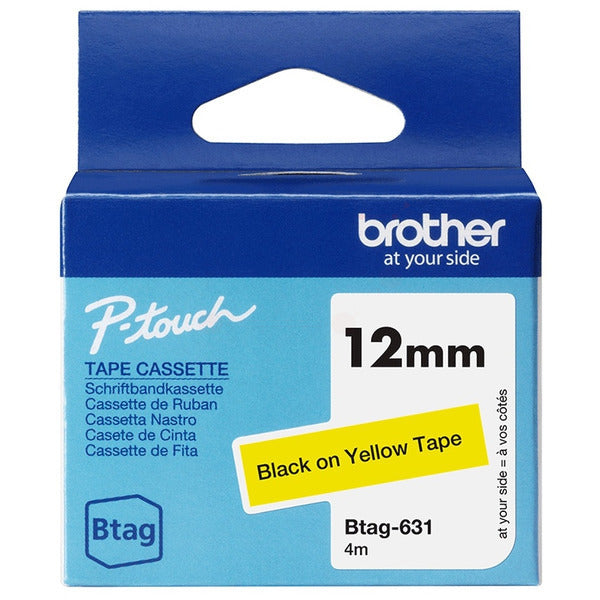 Original Brother BTAG-361 DirectLabel-Etiketten schwarz auf gelb 12mm x 4m