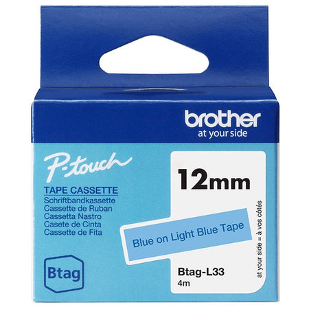 Original Brother BTAG-L33 DirectLabel-Etiketten blau auf blau hell 12mm x 4m