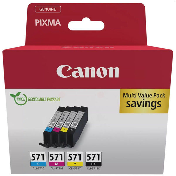 Original Canon 0386C008 / CLI-571 Tintenpatrone MultiPack Bk,C,M,Y Blister, Inhalt 7 ml, VE=4