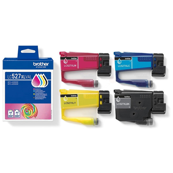 Original Brother LC-527XLVAL Tintenpatrone MultiPack Bk,C,M,Y High-Capacity, Inhalt 3500pg + 3x2000 pg