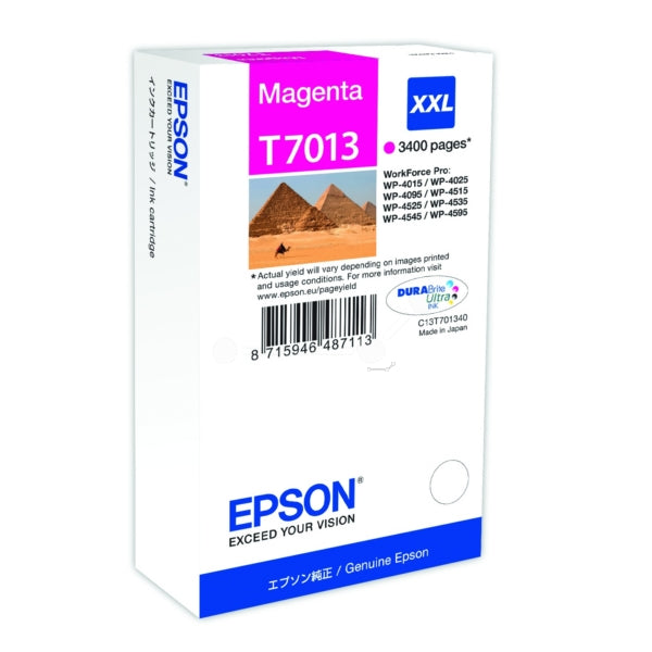 Original Epson C13T70134010 / T7013 Tintenpatrone magenta XXL, 3.400 Seiten, Inhalt 34,2 ml