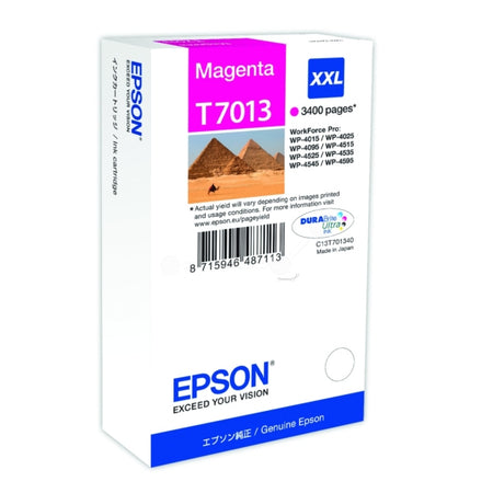Original Epson C13T70134010 / T7013 Tintenpatrone magenta XXL, 3.400 Seiten, Inhalt 34,2 ml