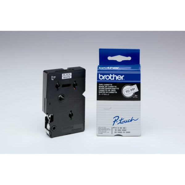 Original Brother TC-291 DirectLabel schwarz auf weiss 9mm x 7,7m