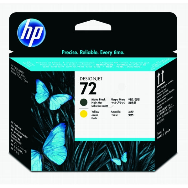Original HP C9384A / 72 Druckkopf schwarz matt + gelb