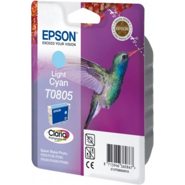 Original Epson C13T08054011 / T0805 Tintenpatrone cyan hell, 330 Seiten, Inhalt 7,4 ml