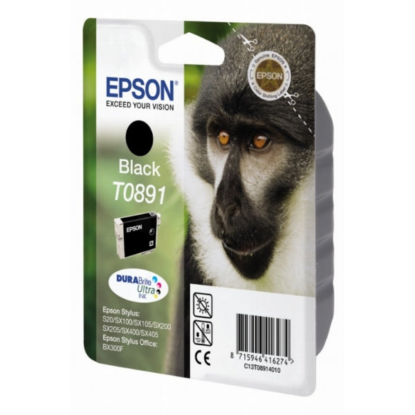 Original Epson C13T08914011 / T0891 Tintenpatrone schwarz, 170 Seiten, Inhalt 5,8 ml