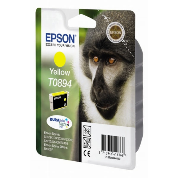 Original Epson C13T08944011 / T0894 Tintenpatrone gelb, 225 Seiten, Inhalt 3,5 ml