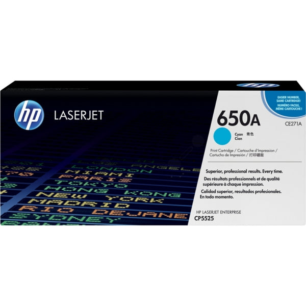 Original HP CE271A / 650A Tonerkartusche cyan, 15.000 Seiten