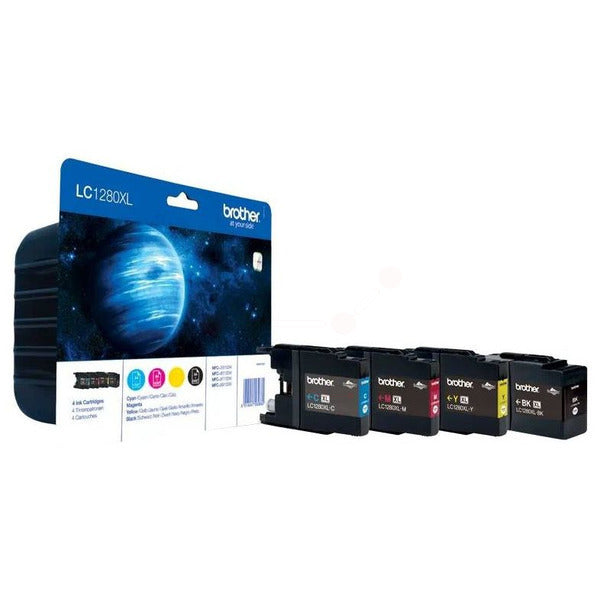 Original Brother LC-1280XLVALBPDR Tintenpatrone MultiPack Bk,C,M,Y High-Capacity, Inhalt 1x2400pg + 3x1200pg