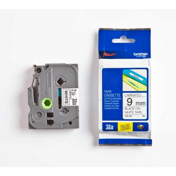 Original Brother TZE-221 DirectLabel schwarz auf weiss Laminat 9mm x 8m