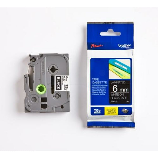 Original Brother TZE-315 DirectLabel weiss auf schwarz Laminat 6mm x 8m