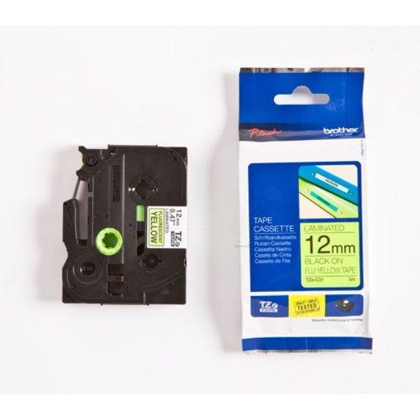 Original Brother TZE-C31 DirectLabel schwarz auf gelb Laminat 12mm x 5m