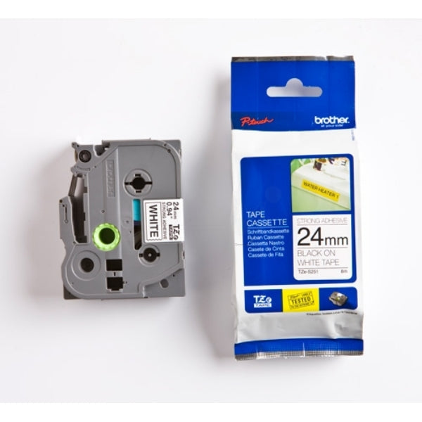 Original Brother TZE-S251 DirectLabel schwarz auf weiss extra stark Laminat 24mm x 8m