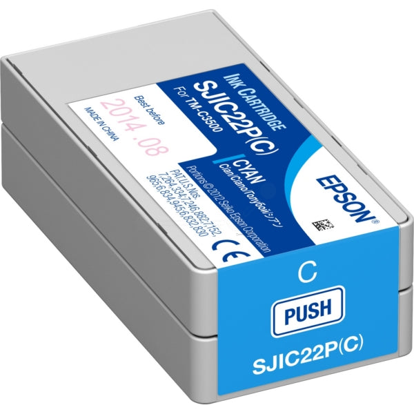 Original Epson C33S020602 / SJI-C-22-P-(C) Tintenpatrone cyan, Inhalt 32,5 ml