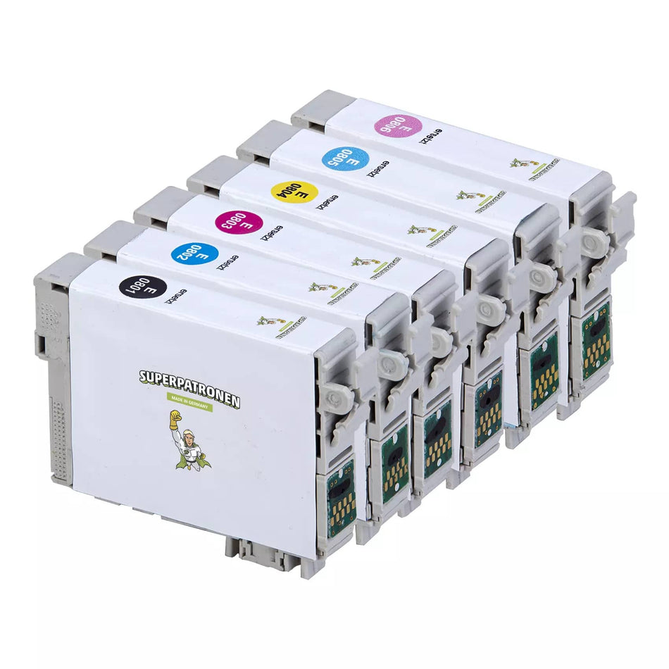 Kompatibel für Epson C13T08074011 / T0807 Tintenpatrone MultiPack Bk,C,M,Y,LC,LM, Inhalt 6x8,2ml