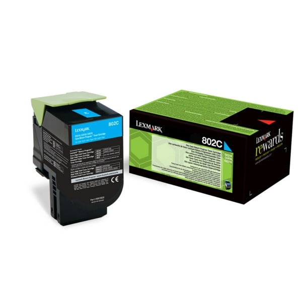 Original Lexmark 80C20C0 / 802C Toner-Kit cyan return program, 1.000 Seiten