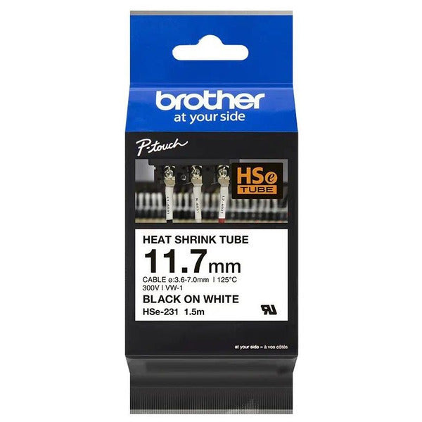Original Brother HSE-231 Heissschrumpfschlauch schwarz auf weiss 11,7mm x 1,5m