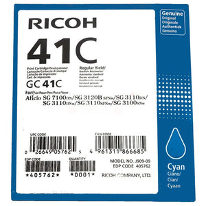 Original Ricoh 405762 / GC-41 C Gelkartusche cyan