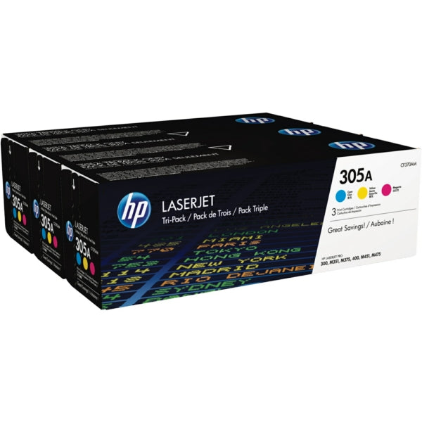 Original HP CF370AM / 305A Tonerkartusche MultiPack C,M,Y, 2.600 Seiten, Inhalt VE=3