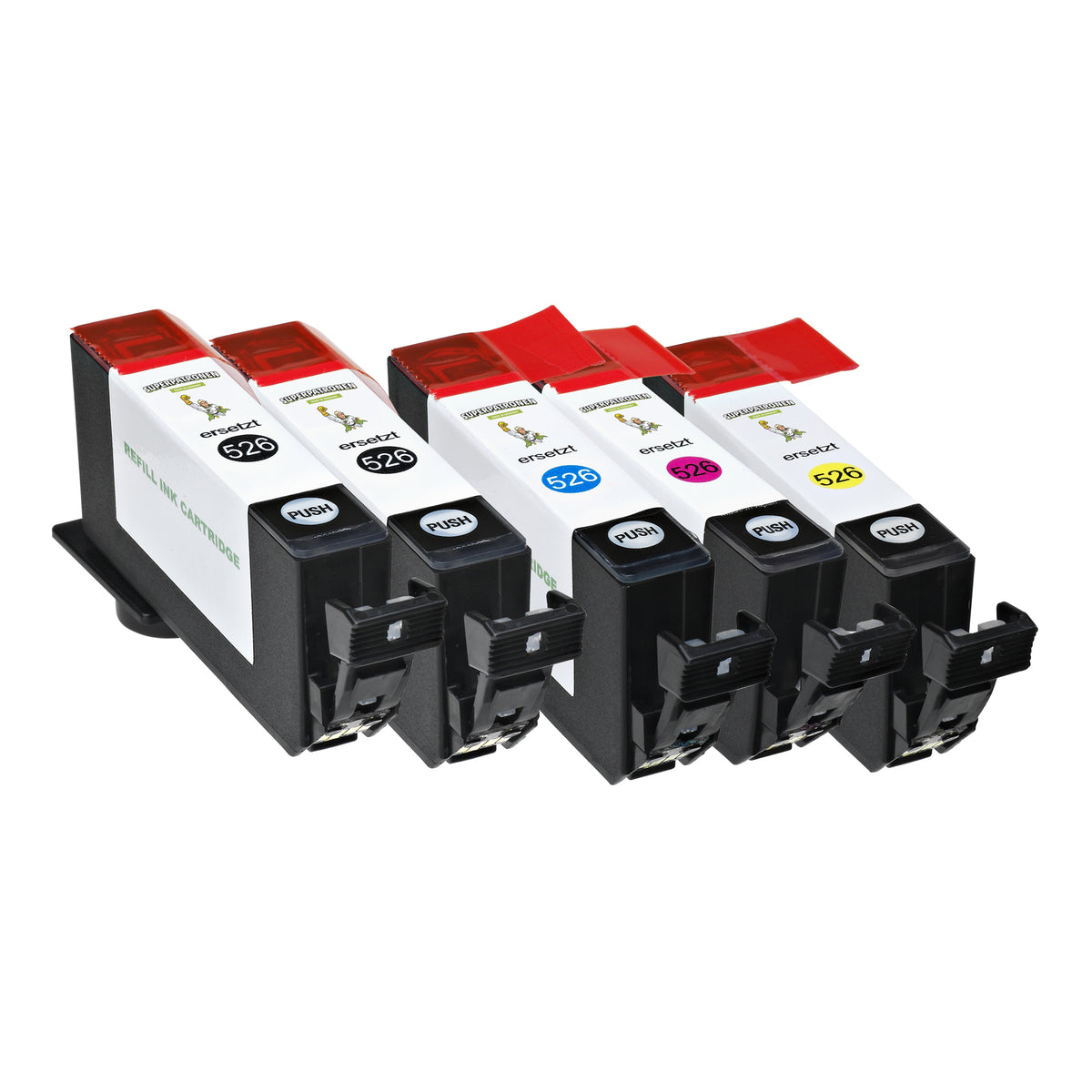 Kompatibel für Canon 4529B001 / PGI-525 PGBK,4540B001 / CLI-526 BK,4541B001 / CLI-526 C,4542B001 / CLI-526 M,4543B001 / CLI-526 Y Tintenpatrone MultiPack Bk,C,M,Y, Inhalt 19ml + 4x9ml