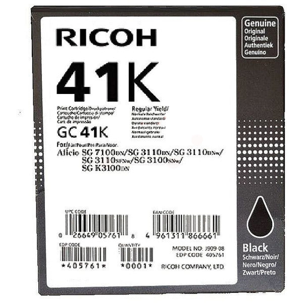 Original Ricoh 405761 / GC-41 K Gelkartusche schwarz, 2.500 Seiten