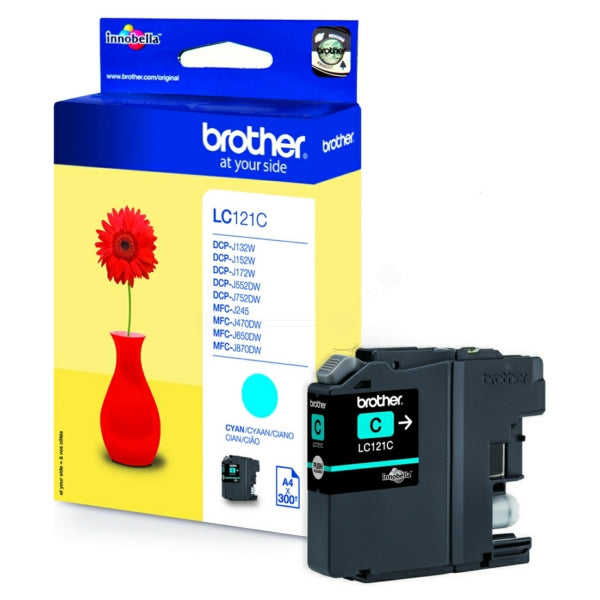 Original Brother LC-121C Tintenpatrone cyan, 300 Seiten, Inhalt 3,9 ml