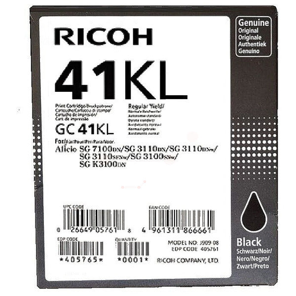 Original Ricoh 405765 / GC-41 KL Gelkartusche schwarz, 600 Seiten