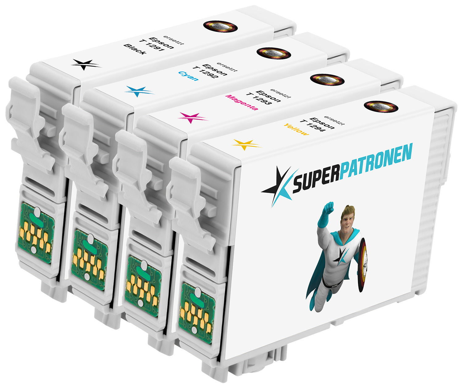 Kompatibel für Epson C13T12954010 / T1295 Tintenpatrone MultiPack Bk,C,M,Y, Inhalt 13ml + 3x8,3ml