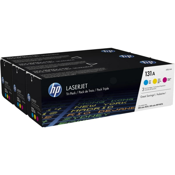 Original HP U0SL1AM / 131A Tonerkartusche Rainbow-Kit (c,m,y), 1.800 Seiten, Inhalt VE=3