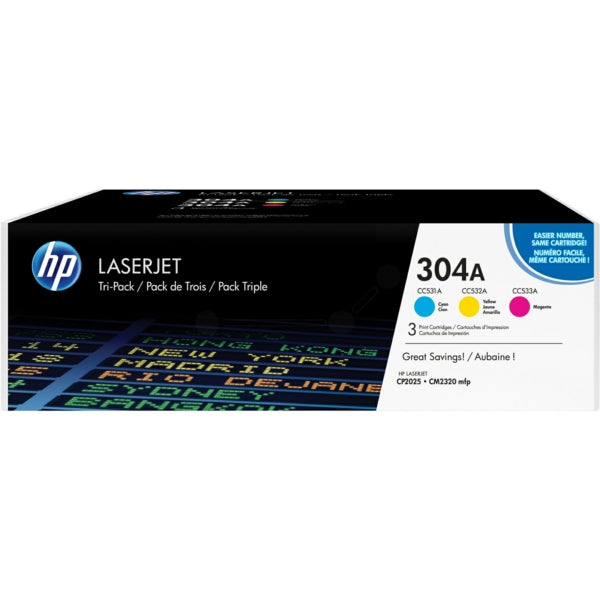 Original HP CF372AM / 304A Tonerkartusche MultiPack C,M,Y, 2.800 Seiten, Inhalt VE=3